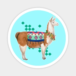 Llama in Flowers Magnet